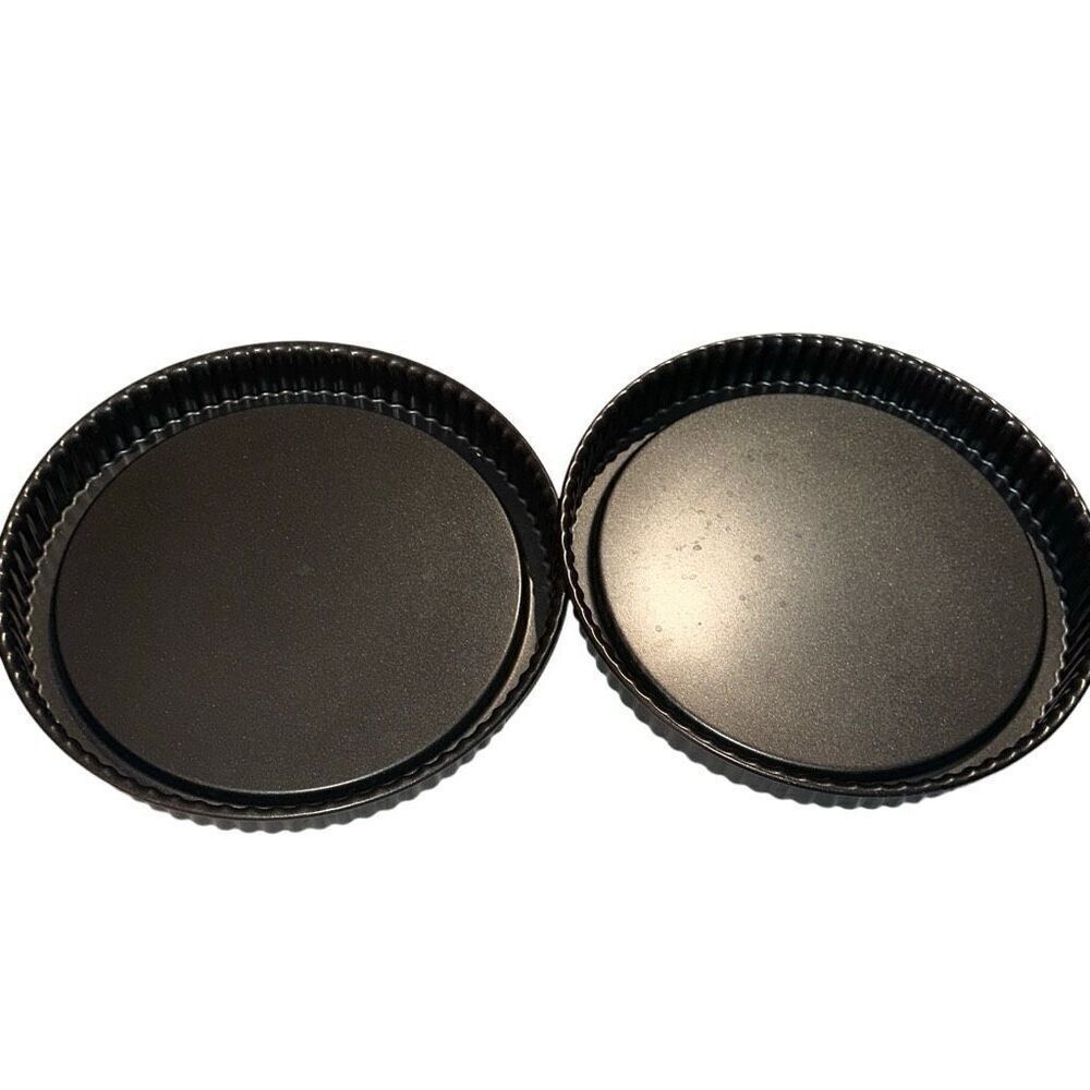Pampered Chef non-stick Fluted Sides Torte, Tart Pans 10" Set of 2
